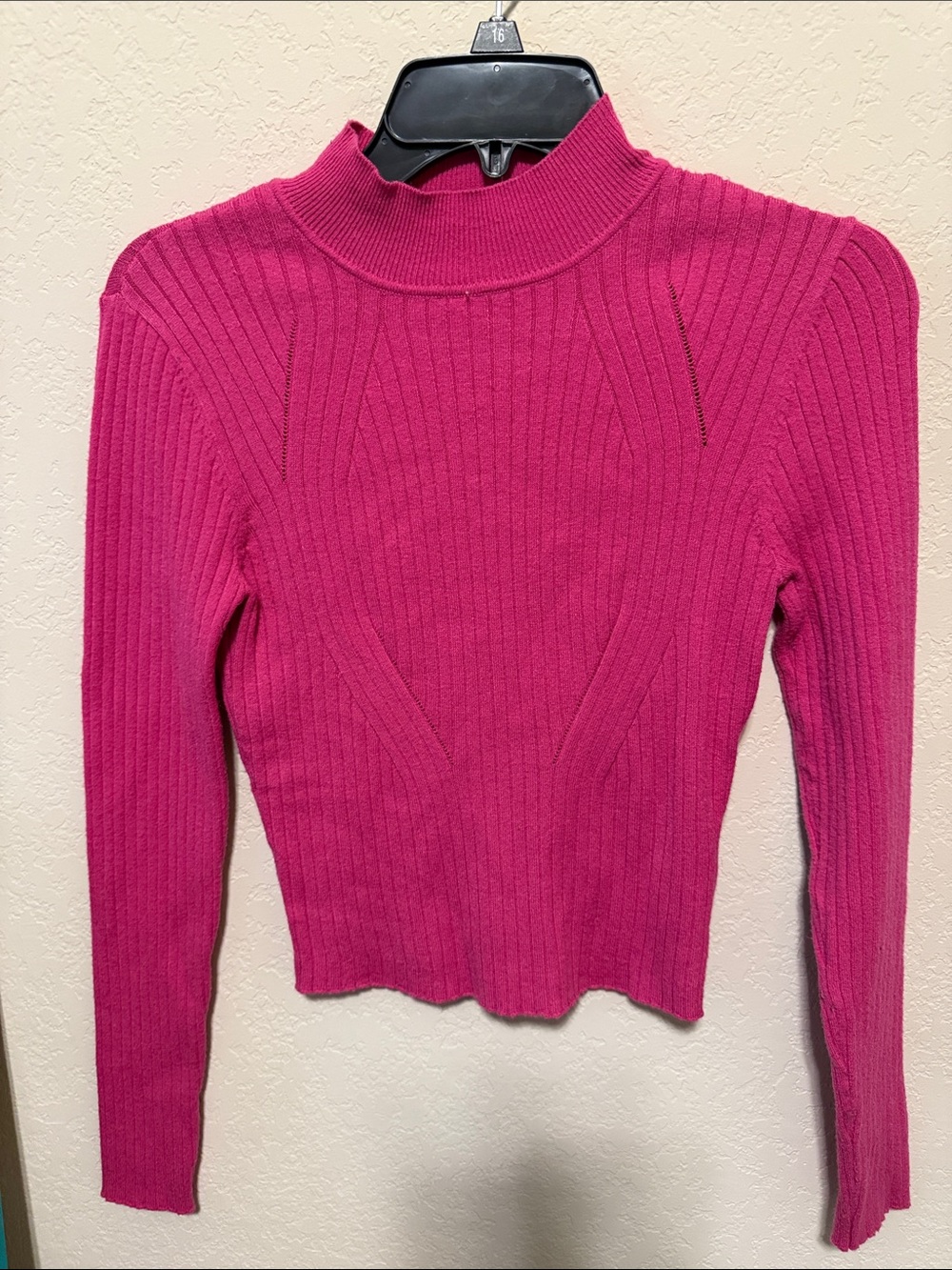 Fuchsia Ribbed Mock Neck Sweater